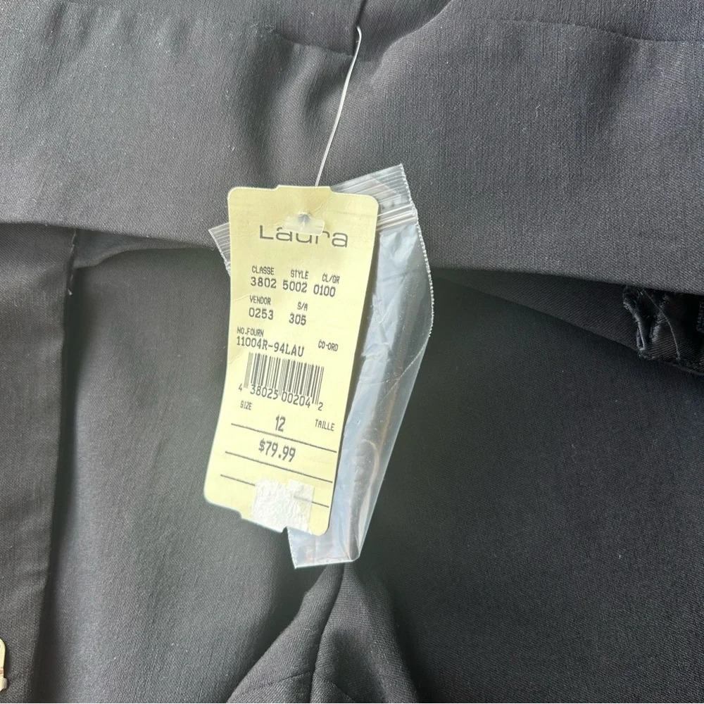 NWT Laura Black Stretch Sequins Accents Wide Leg Pants with Slits Made in Canada - Picture 9 of 13
